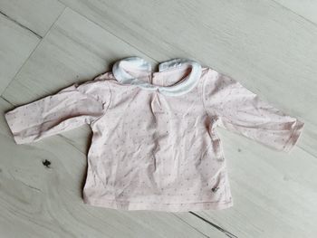 Vêtement bébé fille tee-shirt manches longues Obaïbi rose points gris 3 mois