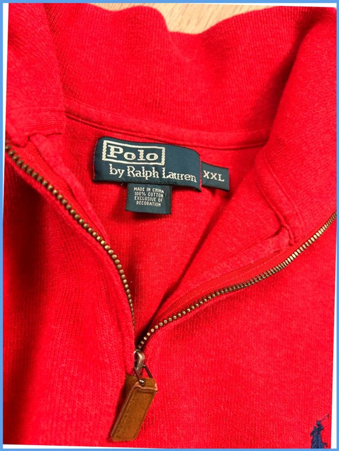 Pull camionneur Ralph Lauren Bordeaux col roulé quart zip Taille XXL - photo numéro 14