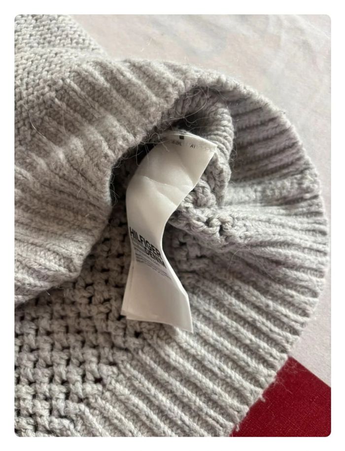 Pull Torsadé Tommy Hilfiger taille L gris motif broderie - photo numéro 9