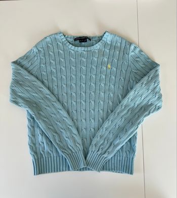 Pull torsadé bleu clair Ralph Lauren taille S