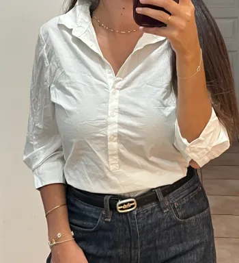Chemise basique blanche en coton chic parisienne pour le travail ou casual - taille 38 - neuve