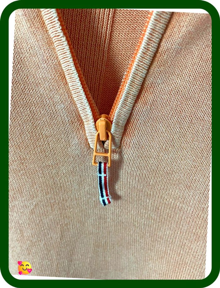 Pull coton zippé Serge Blanco – Homme – Taille XXXL – Orange effet délavé - photo numéro 2