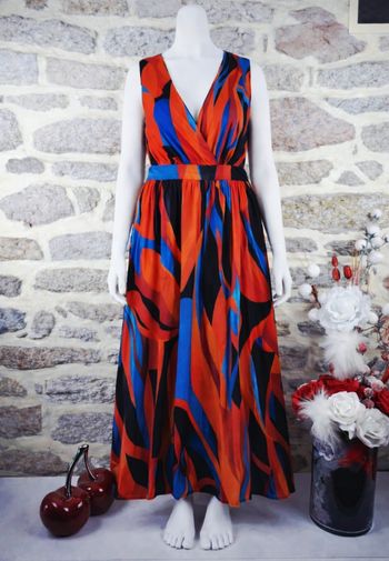 Robe longue flamme vibrante multicolore Femme taille 54 marque Boohoo 🌺 