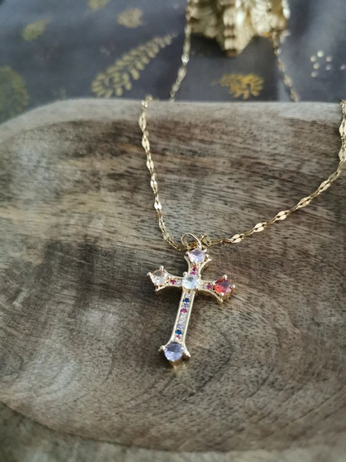 Collier et pendentif spirituel croix chrétienne - photo numéro 2
