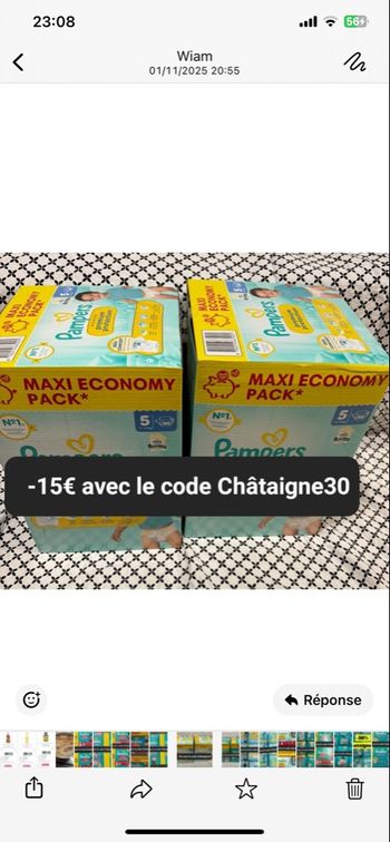 2 carton de couches Pampers taille 5