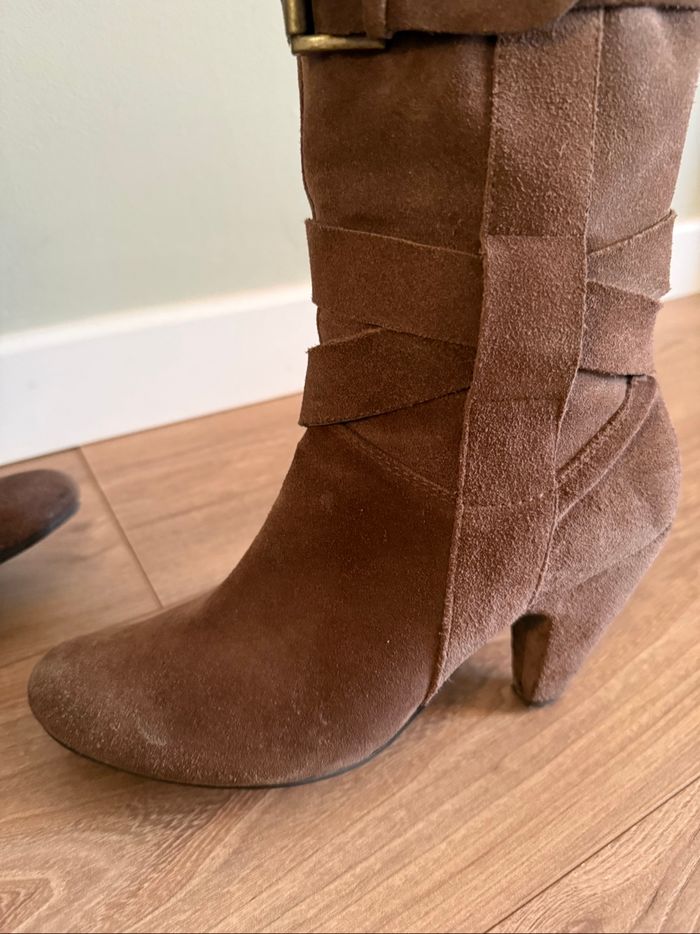 Bottes cuir retourné camel - photo numéro 3