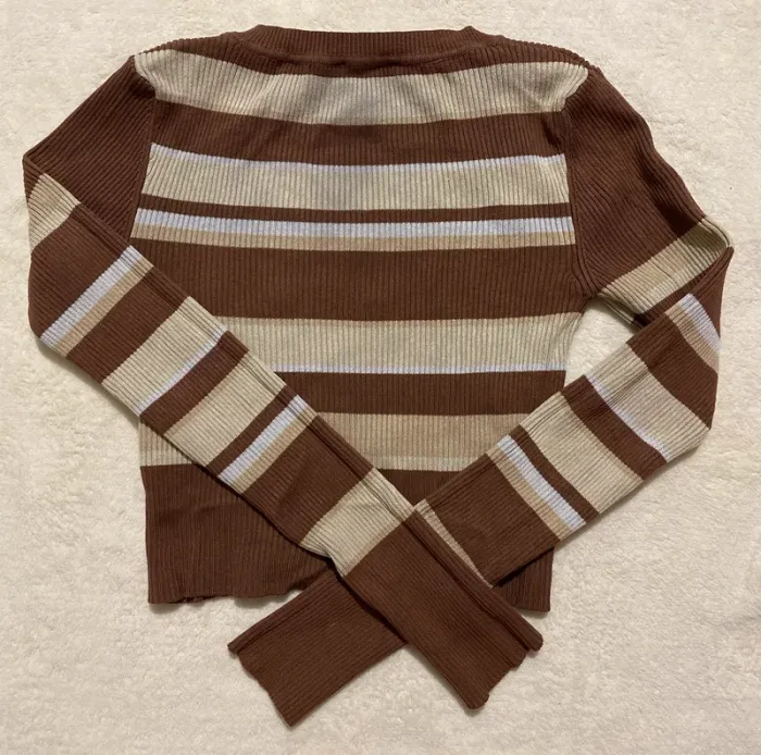 Pull à rayures marron et beige – Jennyfer - Taille S - photo numéro 2