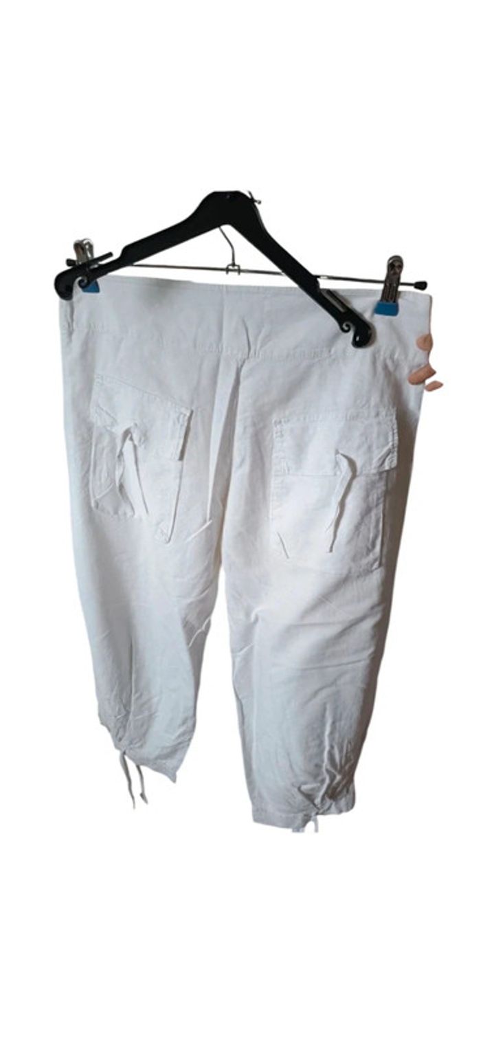 Pantalon blanc style "cargo"/sarouel en coton et lin mélangés🤍 - taille L/XL - état impeccable - photo numéro 3
