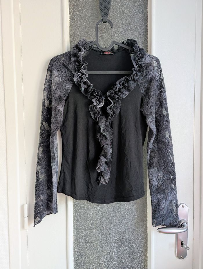 Haut manches longues noir et gris lovie paris taille s
