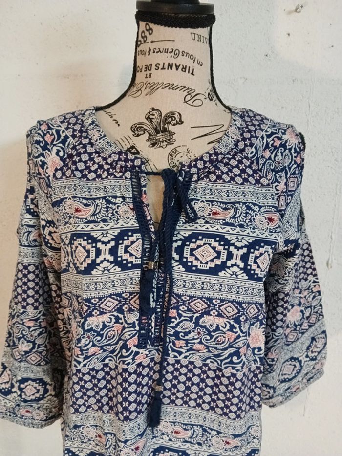 💙 Blouse à motifs épaules dénudées – Daniel Rainn – Taille M – Très bon état - photo numéro 2
