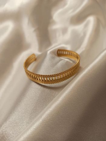 Bracelet jonc en acier inoxydable ajustable doré résiste à l'eau très tendance