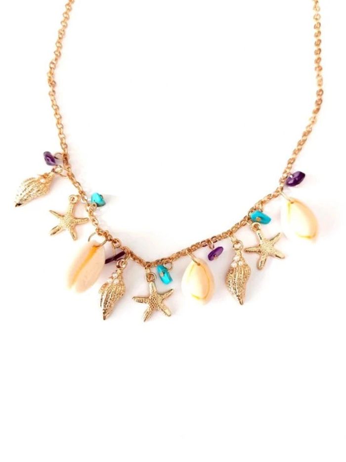 Magnifique collier breloques coquillages, tendance bohème, acier inoxydable 🌊 - photo numéro 4