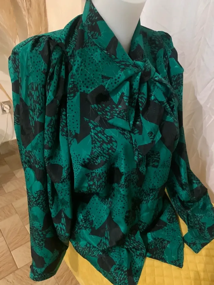 Chemise vert bouteille motif noir taille 42 - photo numéro 4