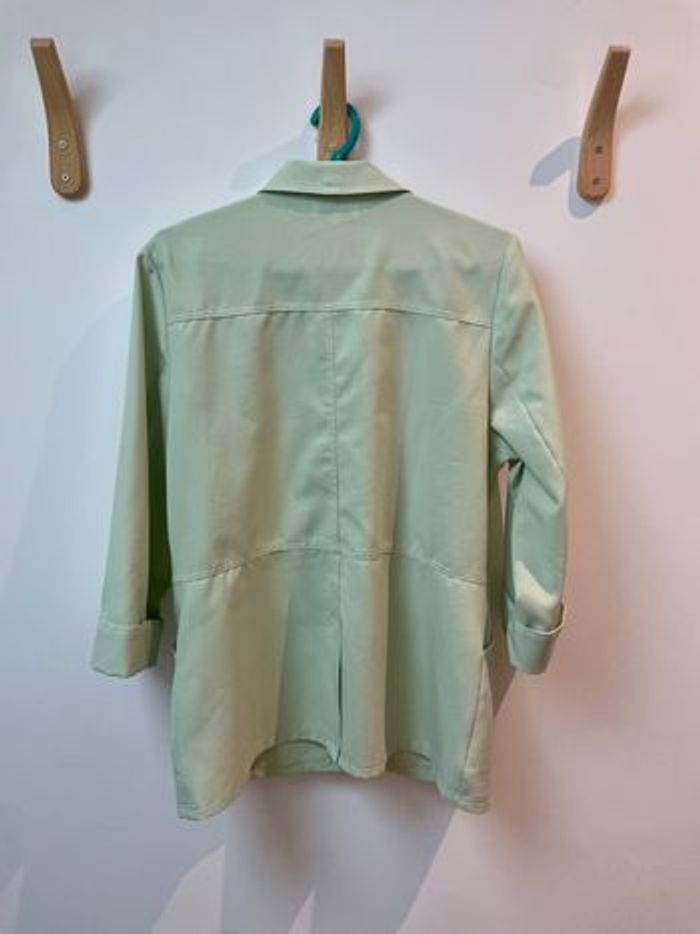 Veste chemise longue unie vert pastel manches 3/4 Afibel taille 42 - photo numéro 6