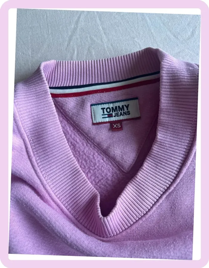 Pull large 3 bandes : rose, blanche et bleu – Tommy Hilfiger - Taille XS - photo numéro 3