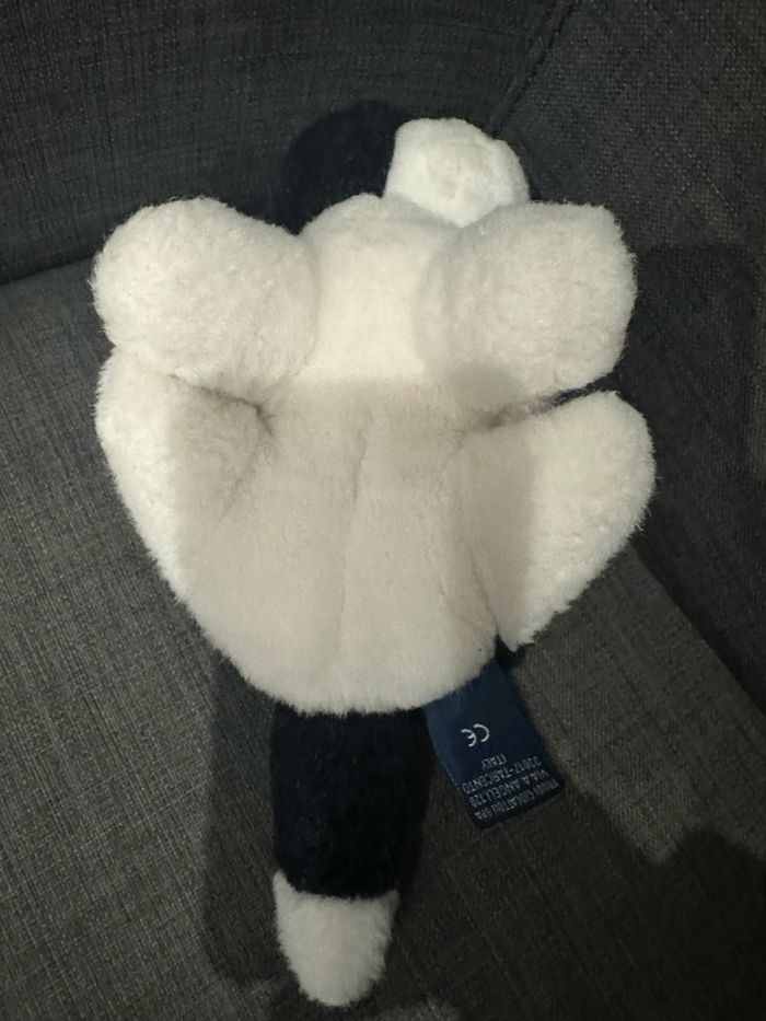 Peluche chat vintage noir et blanc assis - photo numéro 5
