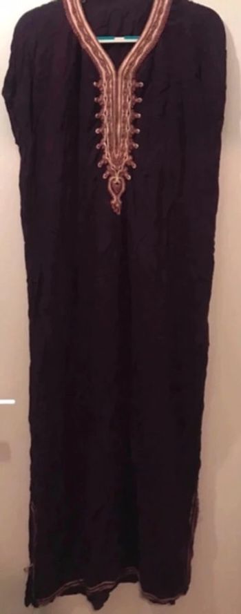 Robe été femme longue orientale sans manches violet dorée taille XL