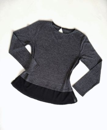 Pull gris à empiècement voile noir - Camaïeu