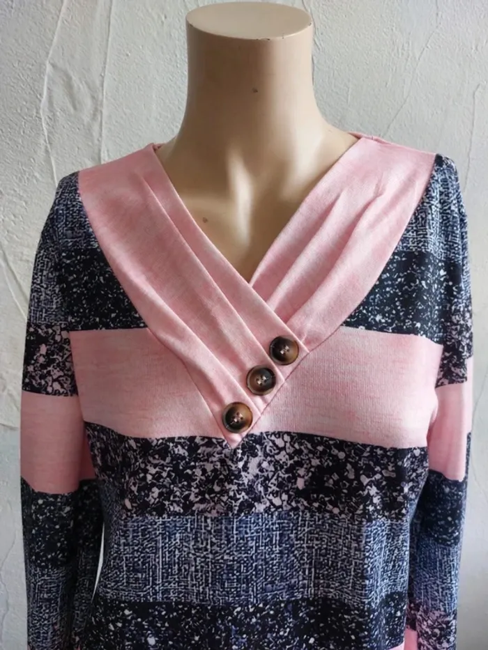 Robe à rayures roses et marines Taille M - photo numéro 3