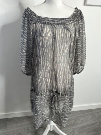 Robe bariolée grise et beige M&S Mode T46 3XL