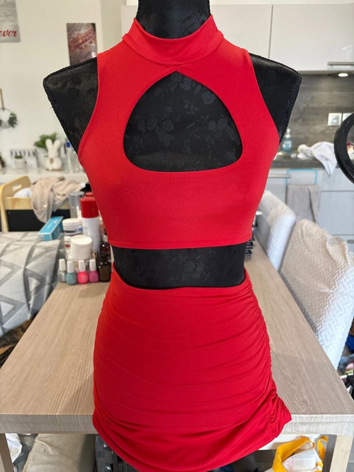 Ensemble jupe top rouge 34