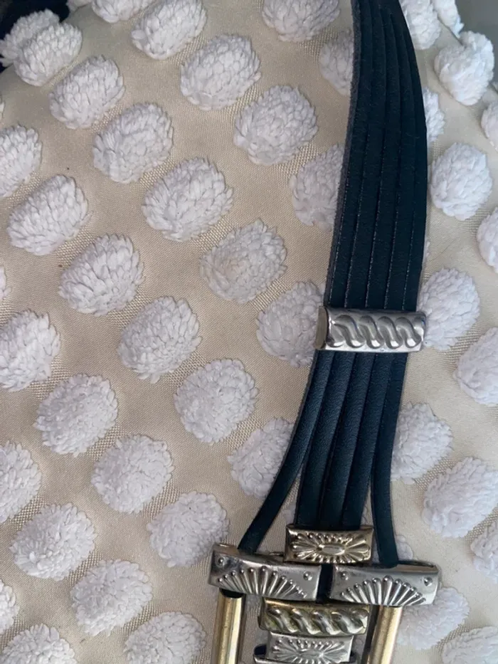 Ceinture vintage en cuir et strass - photo numéro 5