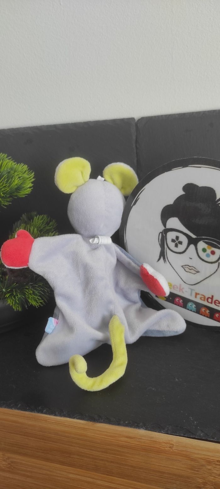 sucre d'orge Doudou plat souris bleu vert rouge blanc lune étoiles Gris Rond - photo numéro 2