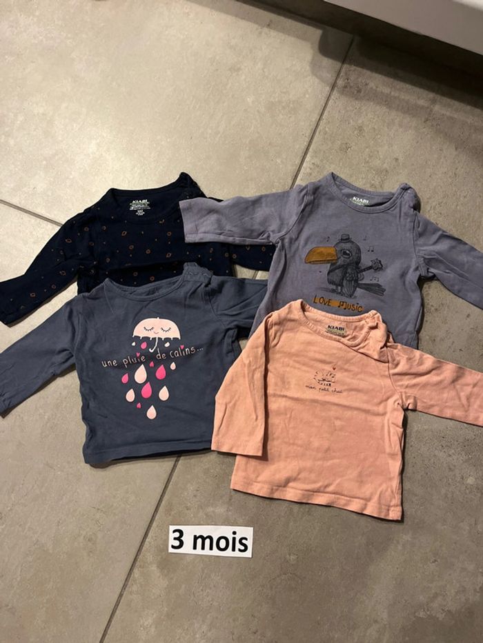 Lot tee-shirts manches longues fille 3 mois