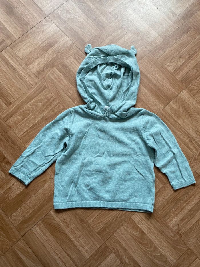 Sweat pull à capuche vert taille 9/12 mois H&M