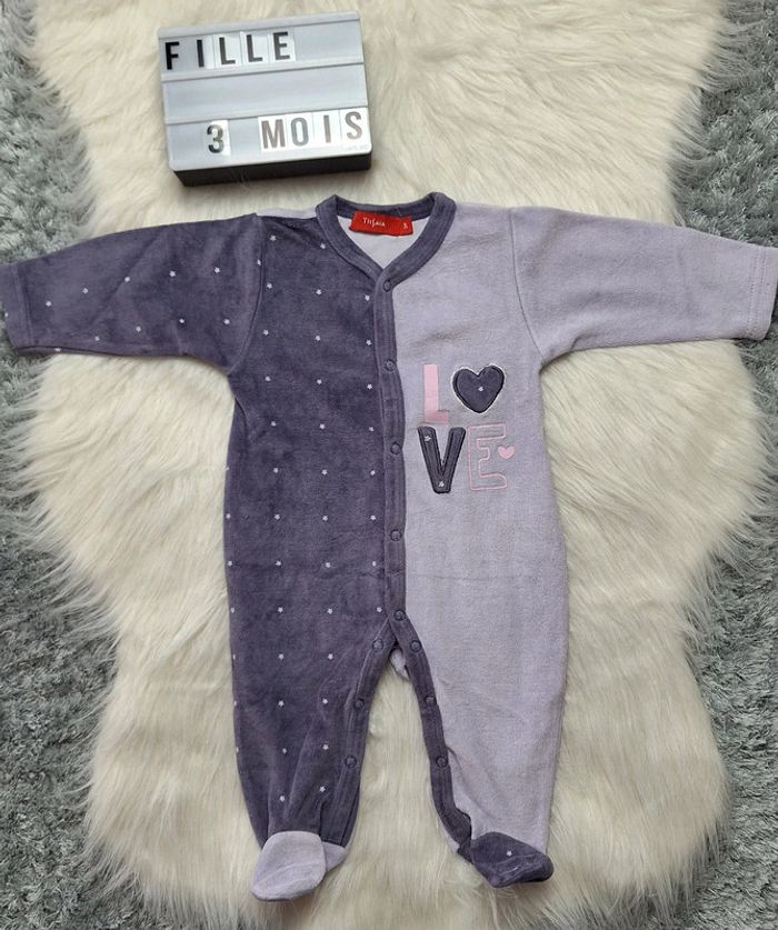 Pyjama velours fille 3 mois