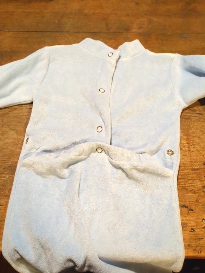 Pyjama bleu lutin noël vintage velours 6 mois comme neuf - photo numéro 3