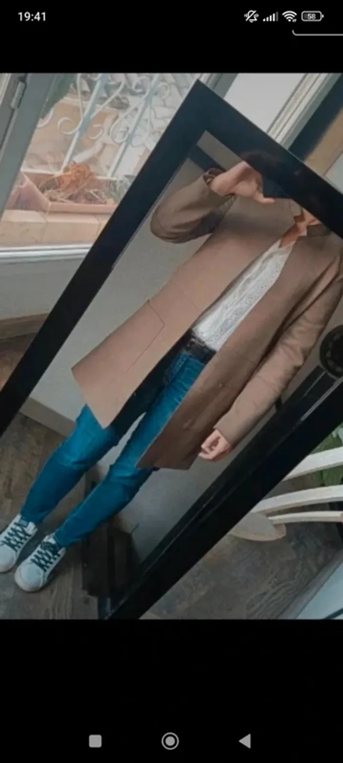 Veste longue suédine