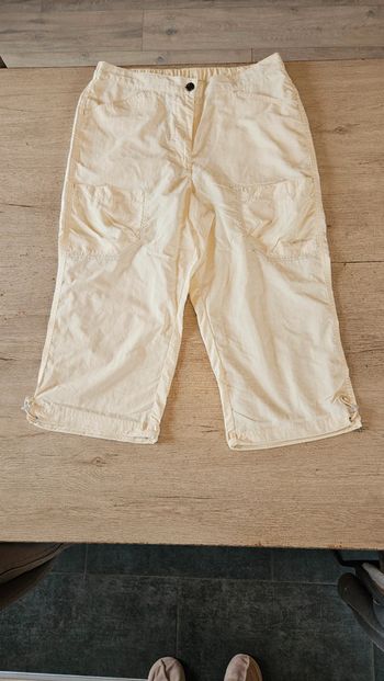 Pantacourt beige clair, en toile, taille M 40/42, Enrico Mori, neuf