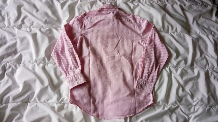 Jolie chemise manches longues à rayure rose et blanche - photo numéro 2