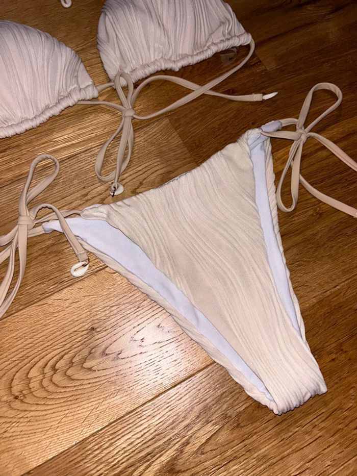 Maillot de bain 2 pièces côtelé coquillages beige - photo numéro 3