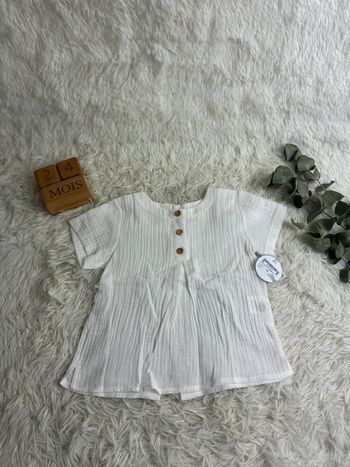 T-shirt gaze de coton blanc Dona Carmen taille 24 mois
