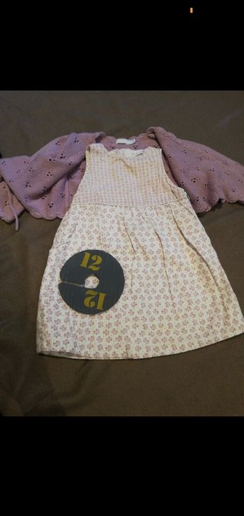 Robe fille et gilet cache coeur 12 mois obaïbi