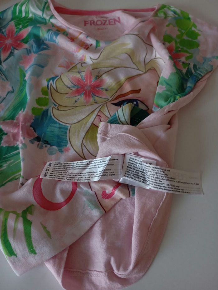 Tee-shirt sans manches, 8 ans,coton rose clair et multicolore. Disney Elsa Reine des neiges. Parfait état - photo numéro 6