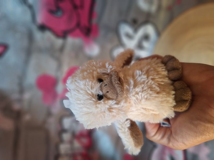 Peluche doudou petit canard duveteux mon poussin beige et marron - photo numéro 8