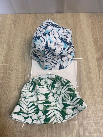 Lot de 2 bobs 3/6 mois vert et bleu Cap&More neufs - n69j