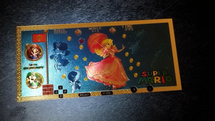 Billet Super Mario Bros Nintendo Collector Doré card carte peach