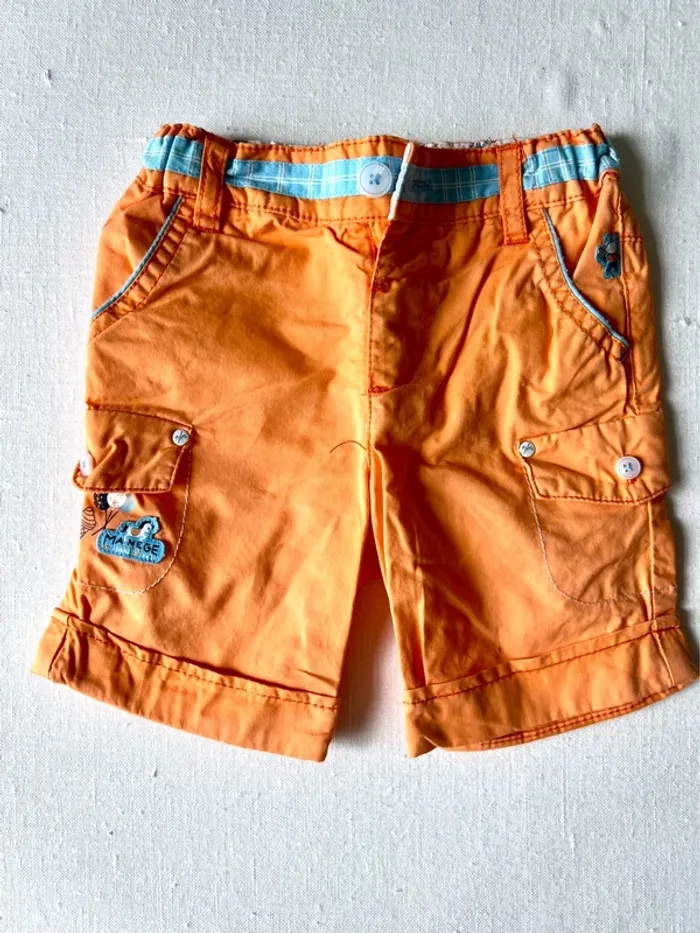 Ensemble été Sergent Major 12 mois 74 cm - chemisette à carreaux + short orange – très bon état - photo numéro 7
