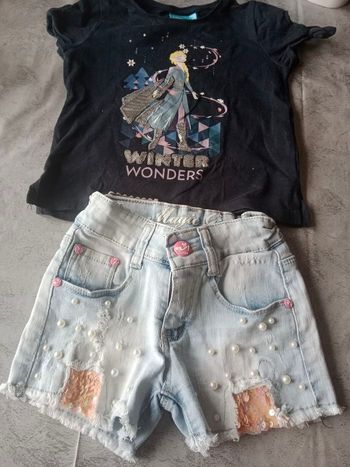 Ensemble tee shirt et short en perles