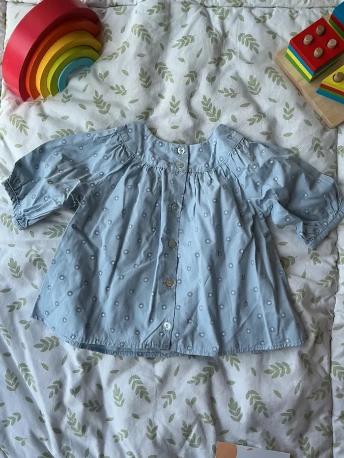 blouse manches 3/4 bleu à motifs 12 mois il était une luciole - photo numéro 7