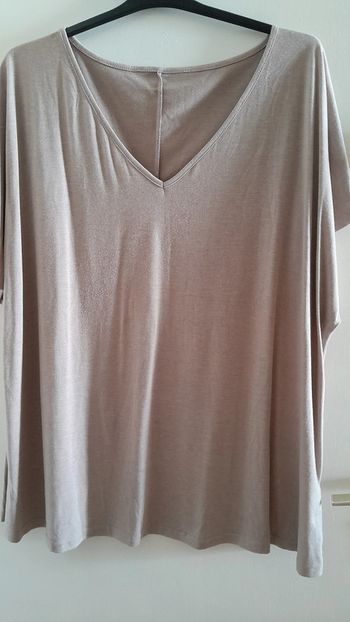 T-shirt femme, couleur beige, col en V, taille 5XL