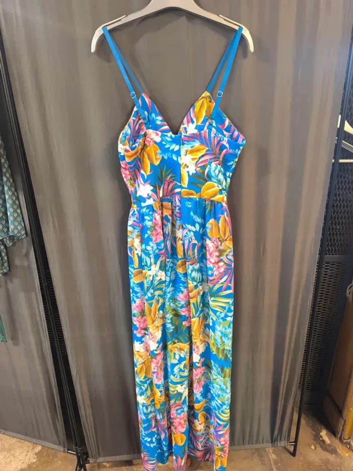 304176 combishort bleu fleurie femme M sans marque - photo numéro 2