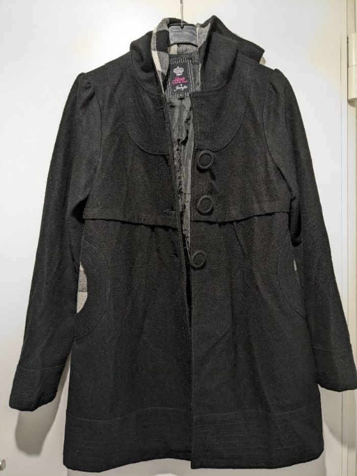 Manteau Vintage à capuche Jennifer noir. Taille 40