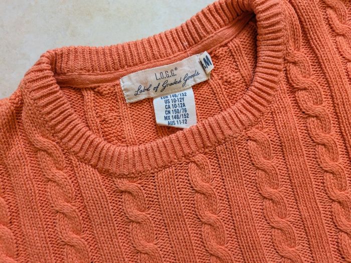 Pull maille orange abricot corail enfant fille  10 12 ans très bon état h&m - photo numéro 2