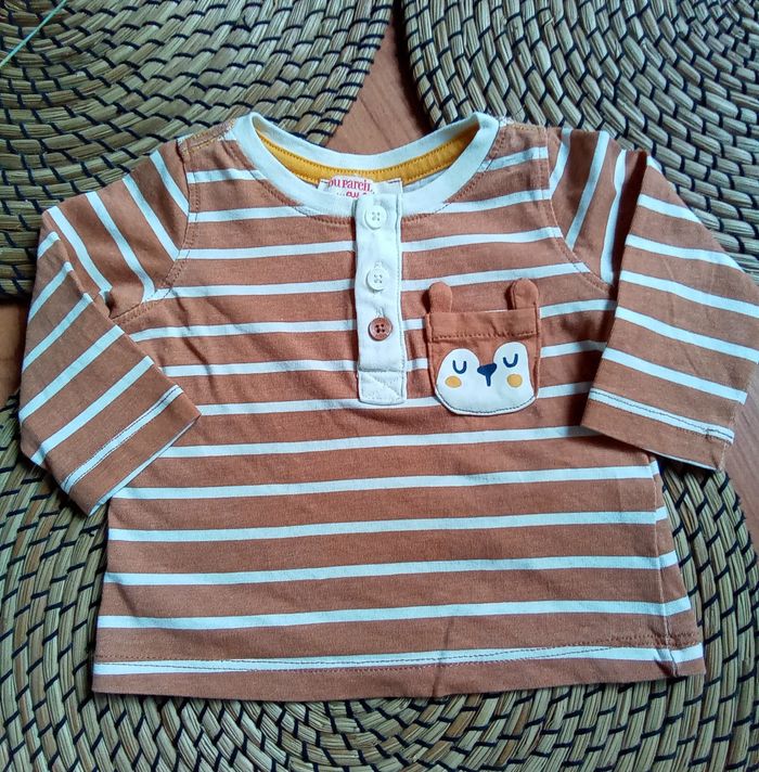 Ensemble pantalon velours moutarde+ tee shirt assorti DPAM taille 3 mois - photo numéro 6