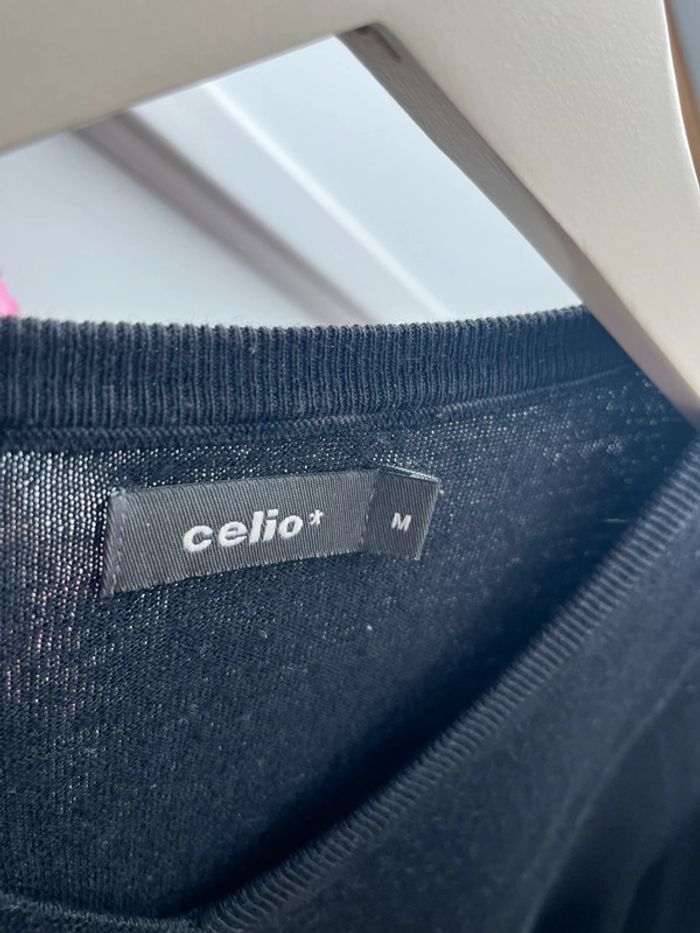 Pull Col V Celio* Noir - Maille Fine - Taille M (TBE) - photo numéro 6